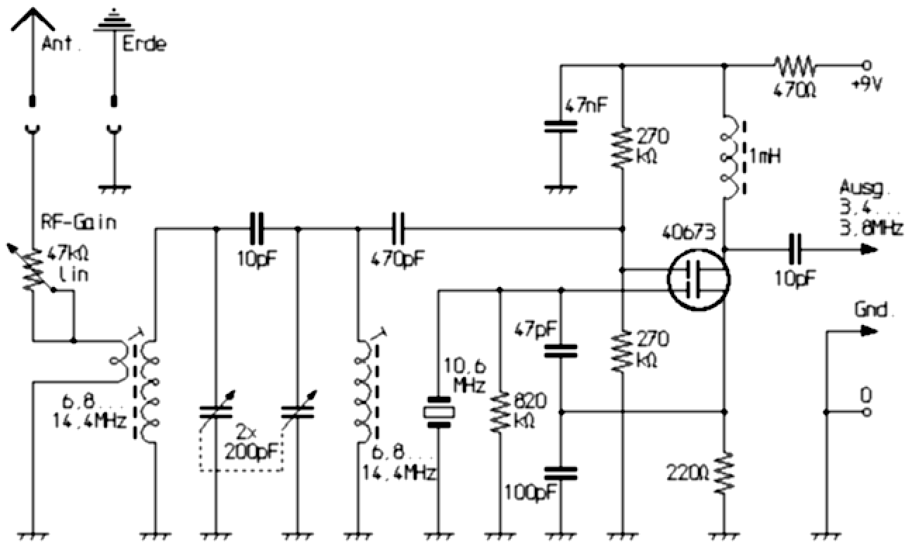 Schaltplan des Konverters zur Erweiterung für den 40m- und den 20m-Empfang