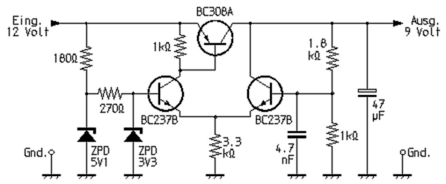 Schaltplan des Spannungs-Stabilisators zum Betrieb eines VFO
