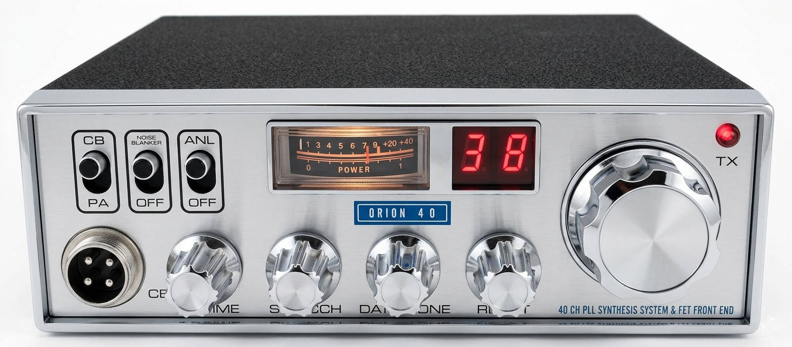 Abbildung des 40-Kanal-Exportfunkgeräts Orion-40, baugleich mit dem Modell 8035 von Pace 