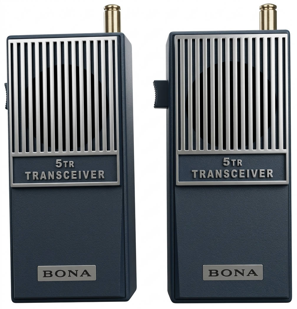 Abbildung zwei gleicher Walkie-Talkies mit jeweils fünf Transistoren